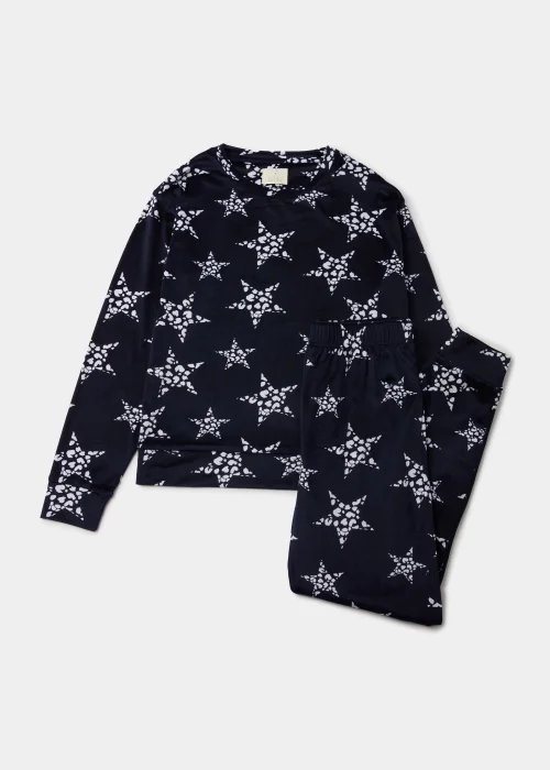 Navy Crystal Star Fleece Pyjama Set - Extra small Image 4