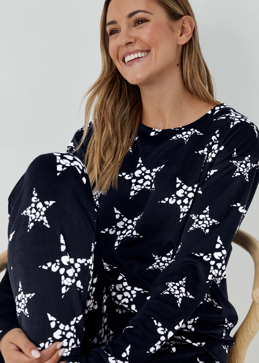 Navy Crystal Star Fleece Pyjama Set - Extra small Image 3
