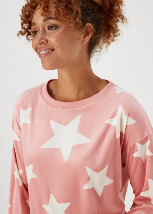 Pink Textured Velour Star Pyjama Set - Extra small Image 3