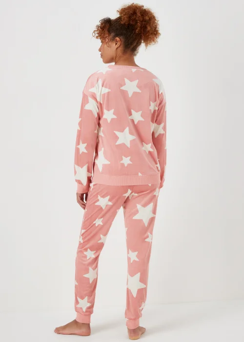 Pink Textured Velour Star Pyjama Set - Extra small Image 2