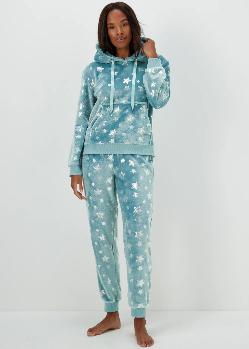 Aqua Foil Star Print Twosie Pyjama Set - Extra small Image 1