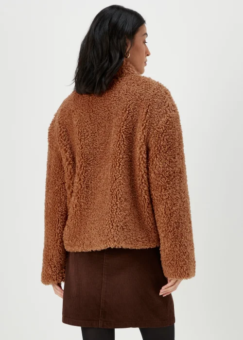 Brown Teddy Fleece Button Up Jacket - 8 Image 2