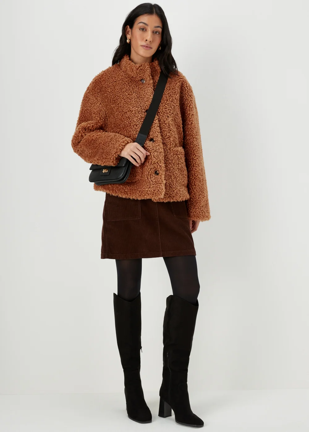 Brown Teddy Fleece Button Up Jacket - 8 Image 4