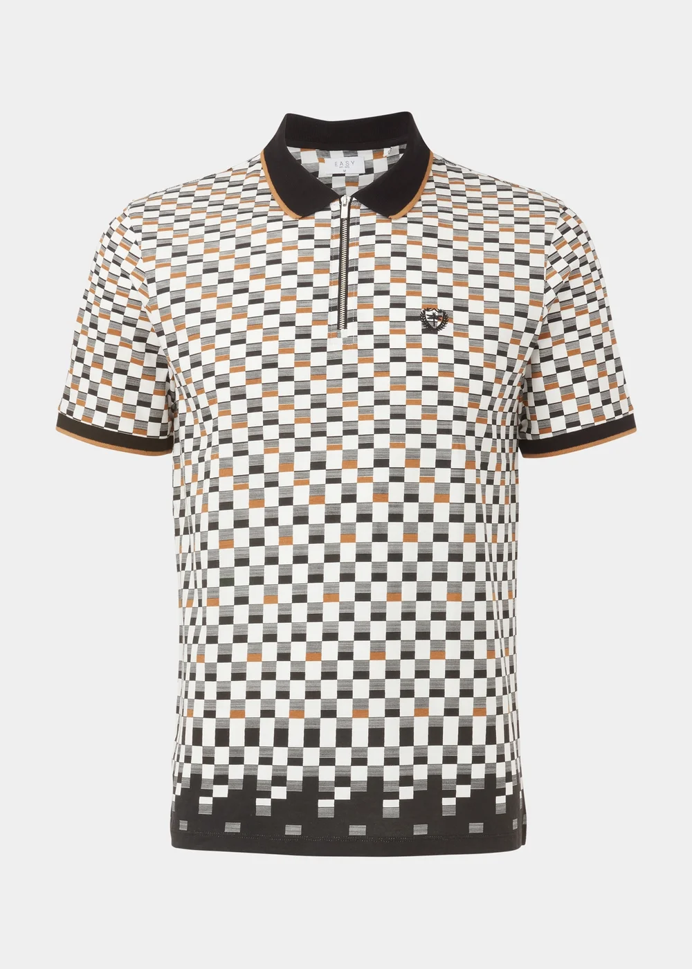 White Print Zip Up Polo Shirt - S Image 5