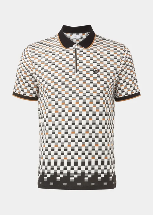 White Print Zip Up Polo Shirt - S Image 5