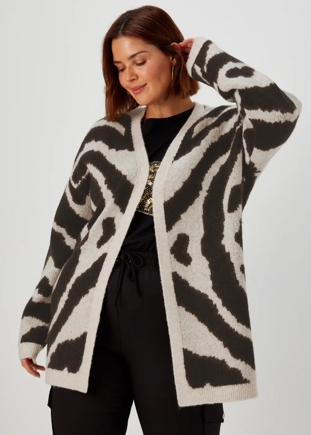 Papaya Curve Multicoloured Animal Print Longline Cardigan - 18-20 Image 1