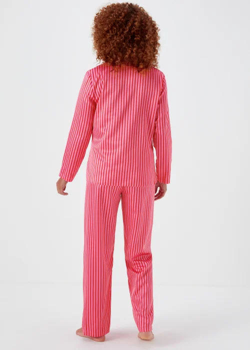 Pink Stripe Satin Button Up Pyjama Set - Size 8 Image 2