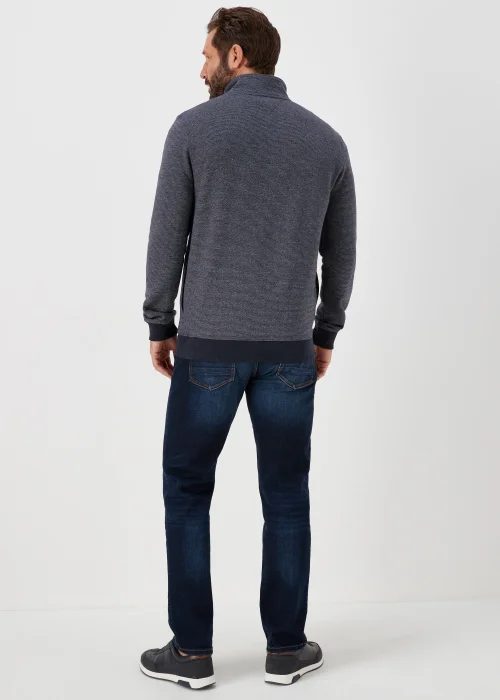 Lincoln Navy Textured Jersey 1/4 Zip Sweatshirt - Small Image 2