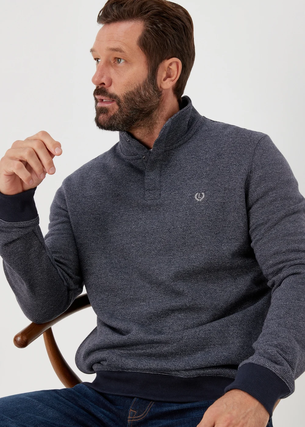 Lincoln Navy Textured Jersey 1/4 Zip Sweatshirt - Small Image 4