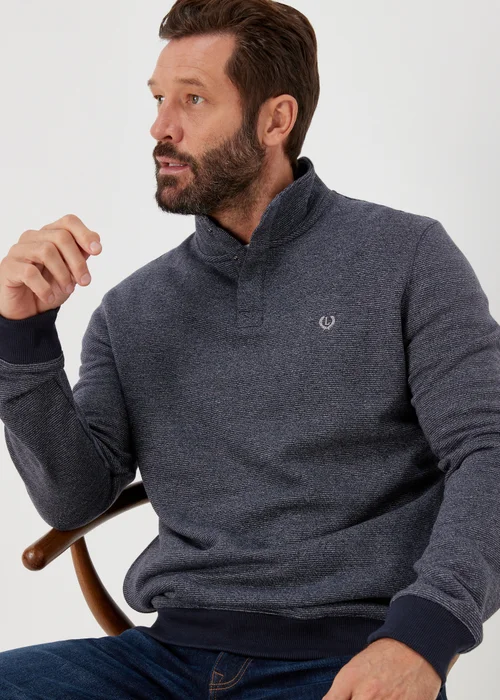 Lincoln Navy Textured Jersey 1/4 Zip Sweatshirt - Small Image 4