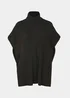 Black Cable Knit Roll Neck Poncho - One Size Image 5