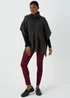 Black Cable Knit Roll Neck Poncho - One Size Image 1