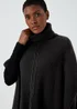 Black Cable Knit Roll Neck Poncho - One Size Image 3