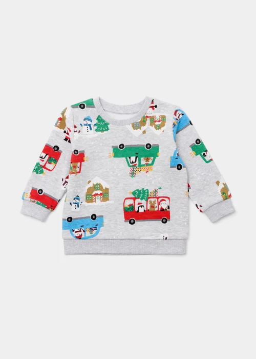 Boys Grey Marl Christmas Sweatshirt (9mths-6yrs) - 1-1.5 Yrs Image 1