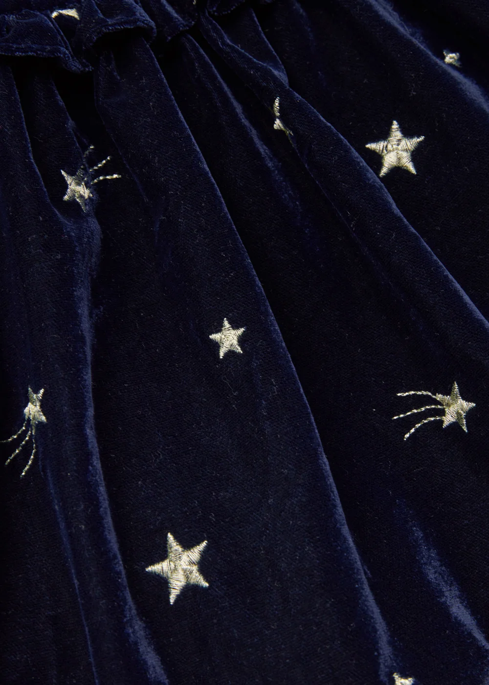 Girls Navy Velour Star Dress (9mths-6yrs) - 9-12 months Image 2