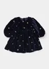 Girls Navy Velour Star Dress (9mths-6yrs) - 9-12 months Image 1