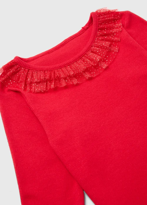 Girls Red Frill Neck Ribbed Top (9mths-6yrs) - 2-3 Yrs Image 2