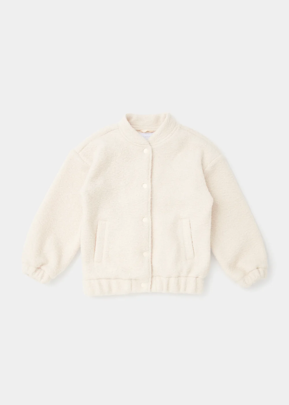 Girls Cream Boucle Bomber Jacket (4-15yrs) - 4 Yrs Image 1