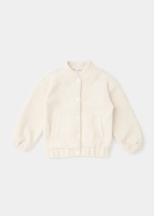Girls Cream Boucle Bomber Jacket (4-15yrs) - 4 Yrs Image 1