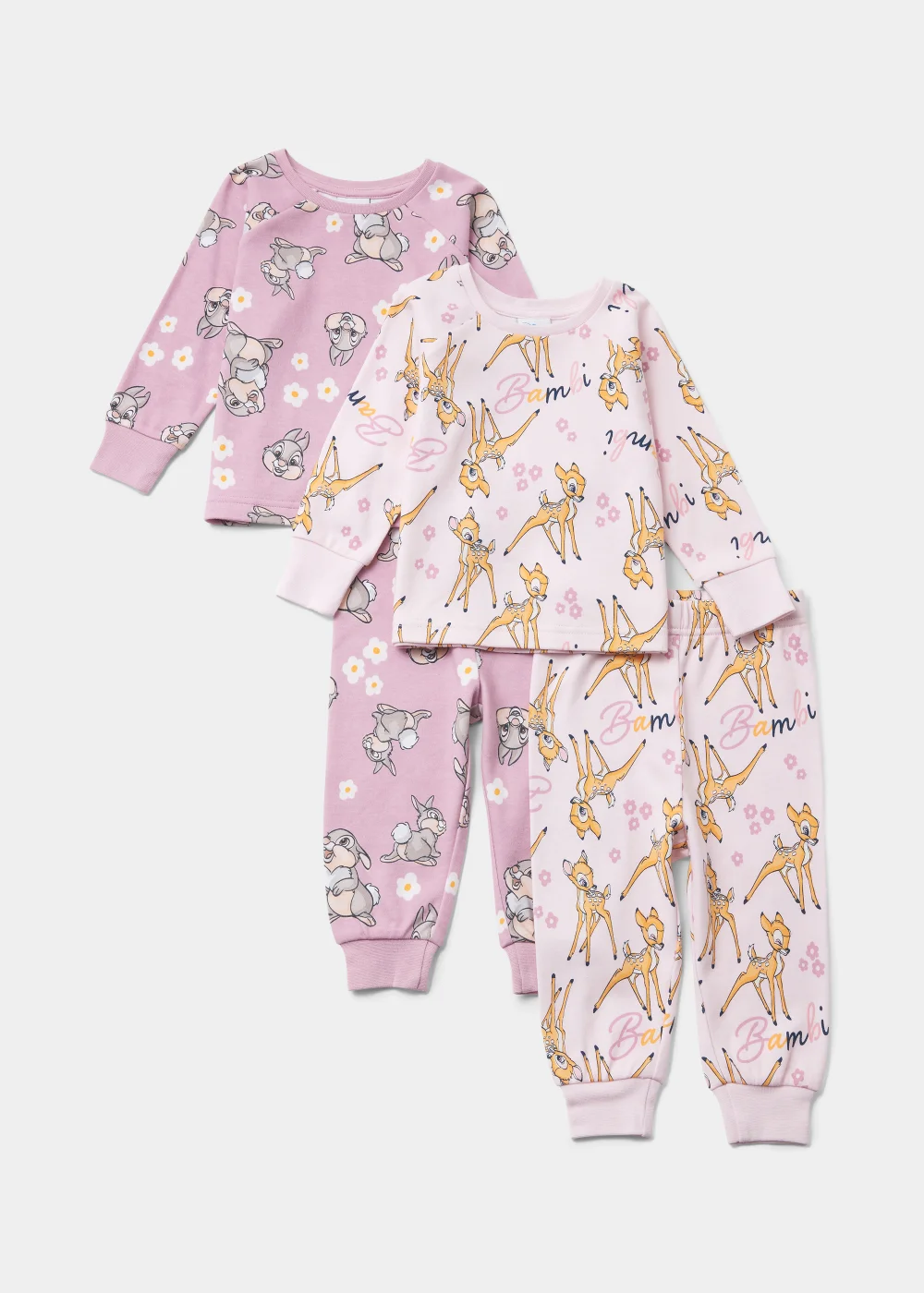 Kids 2 Pack Disney Bambi & Thumper Pyjama Sets (9mths-7yrs) - Age 9 - 12 Months Image 1