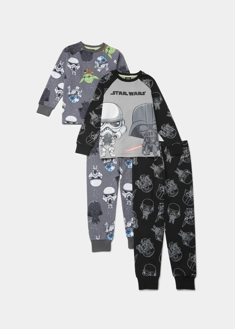 Kids 2 Pack Grey Star Wars Pyjama Sets (3-9yrs) - Age 4 Years Image 1