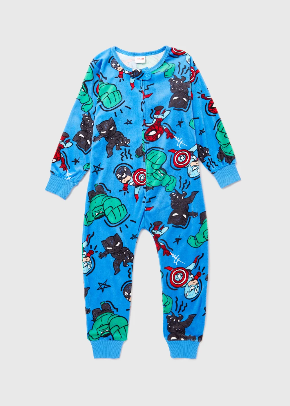 Kids Multicoloured Mini Marvel Print Hoodless Onesie (12mths-6yrs) - Age 12 - 18 Months Image 1