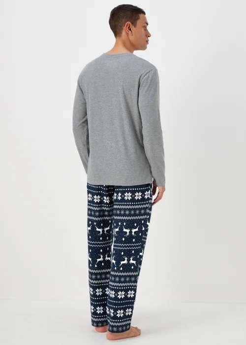 Grey & Navy Fair Isle Pyjama Gift Set - Small Image 2