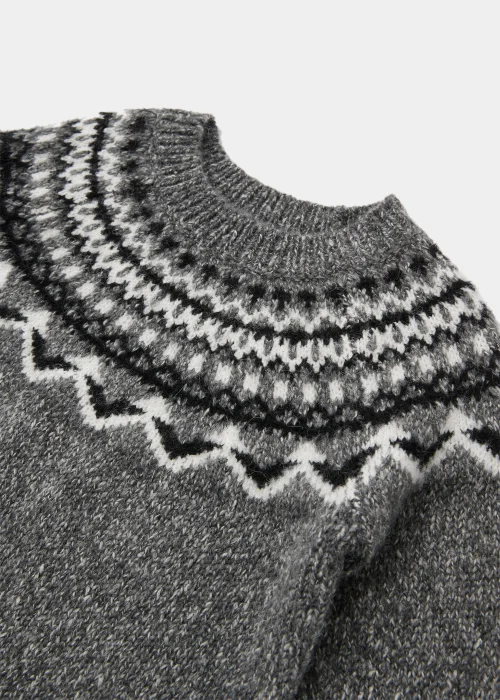 Boys Grey Fair Isle Knitted Jumper - 2-3 Yrs Image 2