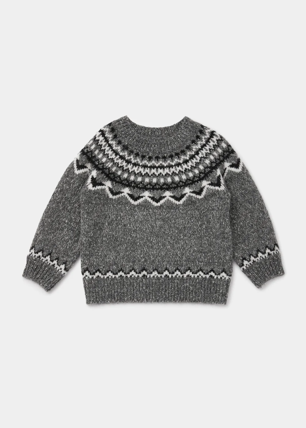 Boys Grey Fair Isle Knitted Jumper - 2-3 Yrs Image 1