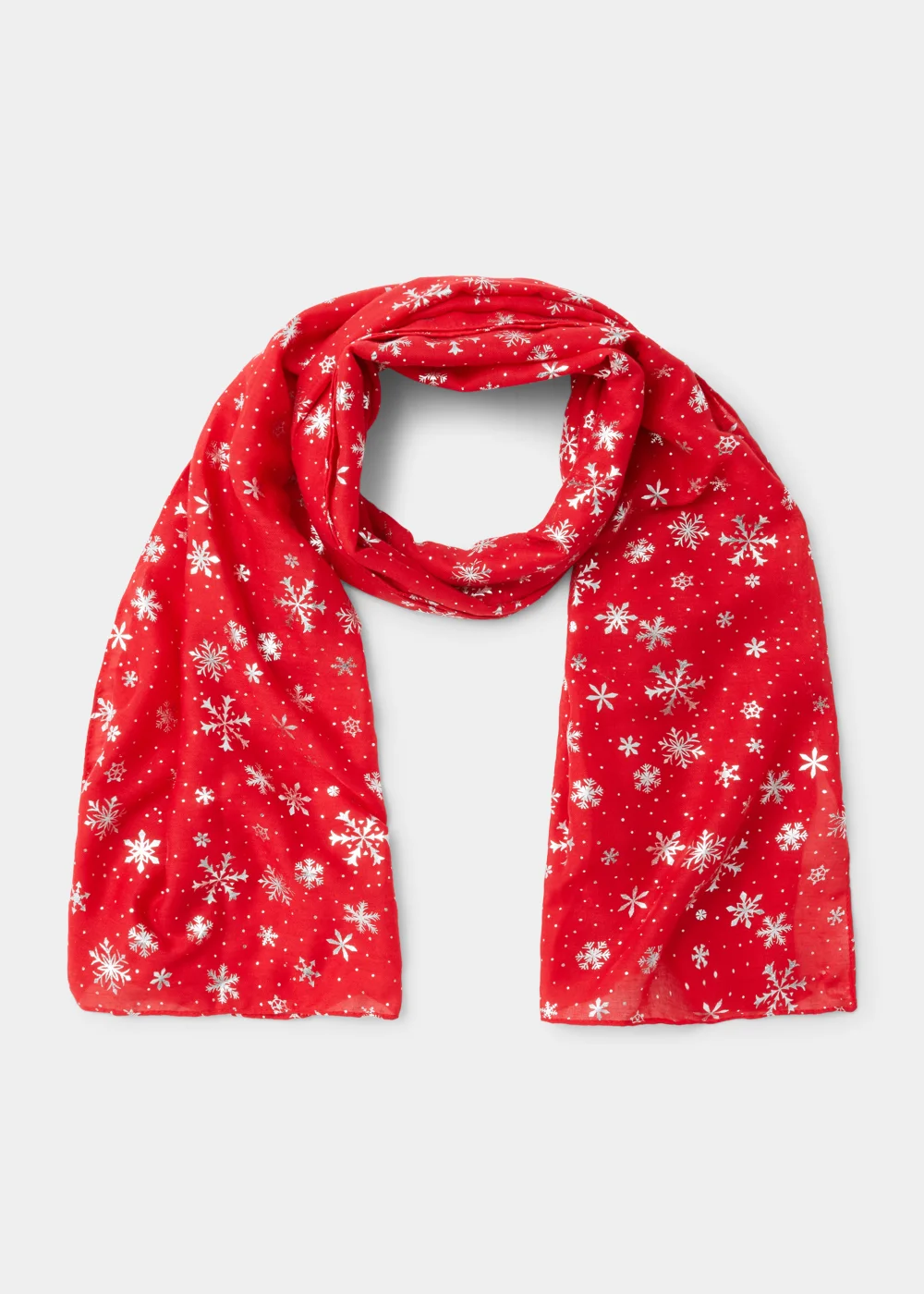 Red Christmas Snowflake Woven Scarf - One Size Image 1
