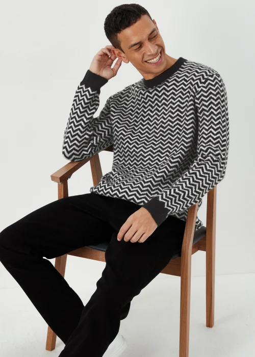 Black Zig Zag Print Sweatshirt - Small Image 4