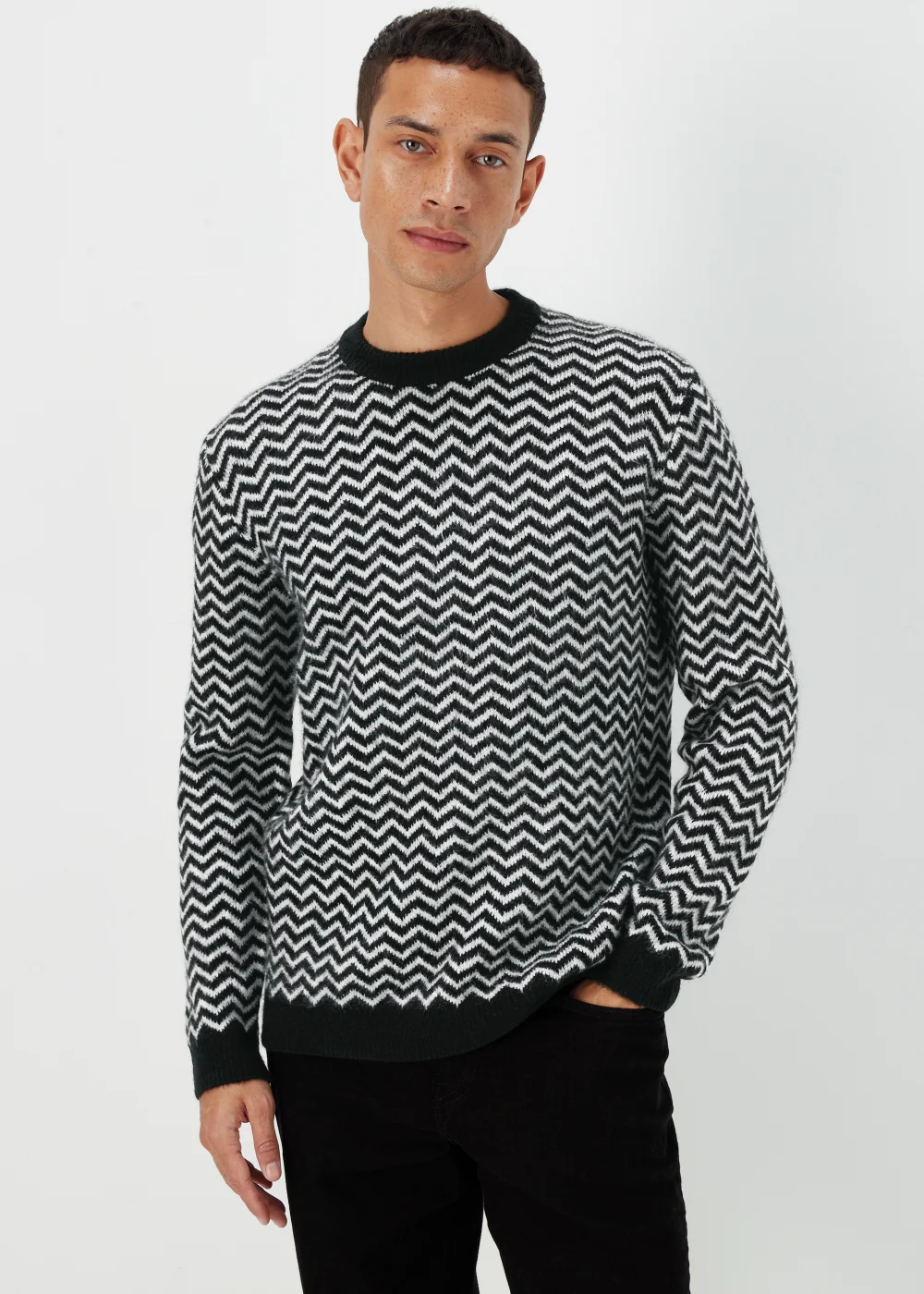 Black Zig Zag Print Sweatshirt - Small Image 1