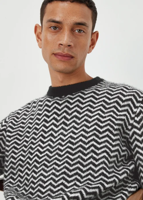 Black Zig Zag Print Sweatshirt - Small Image 3