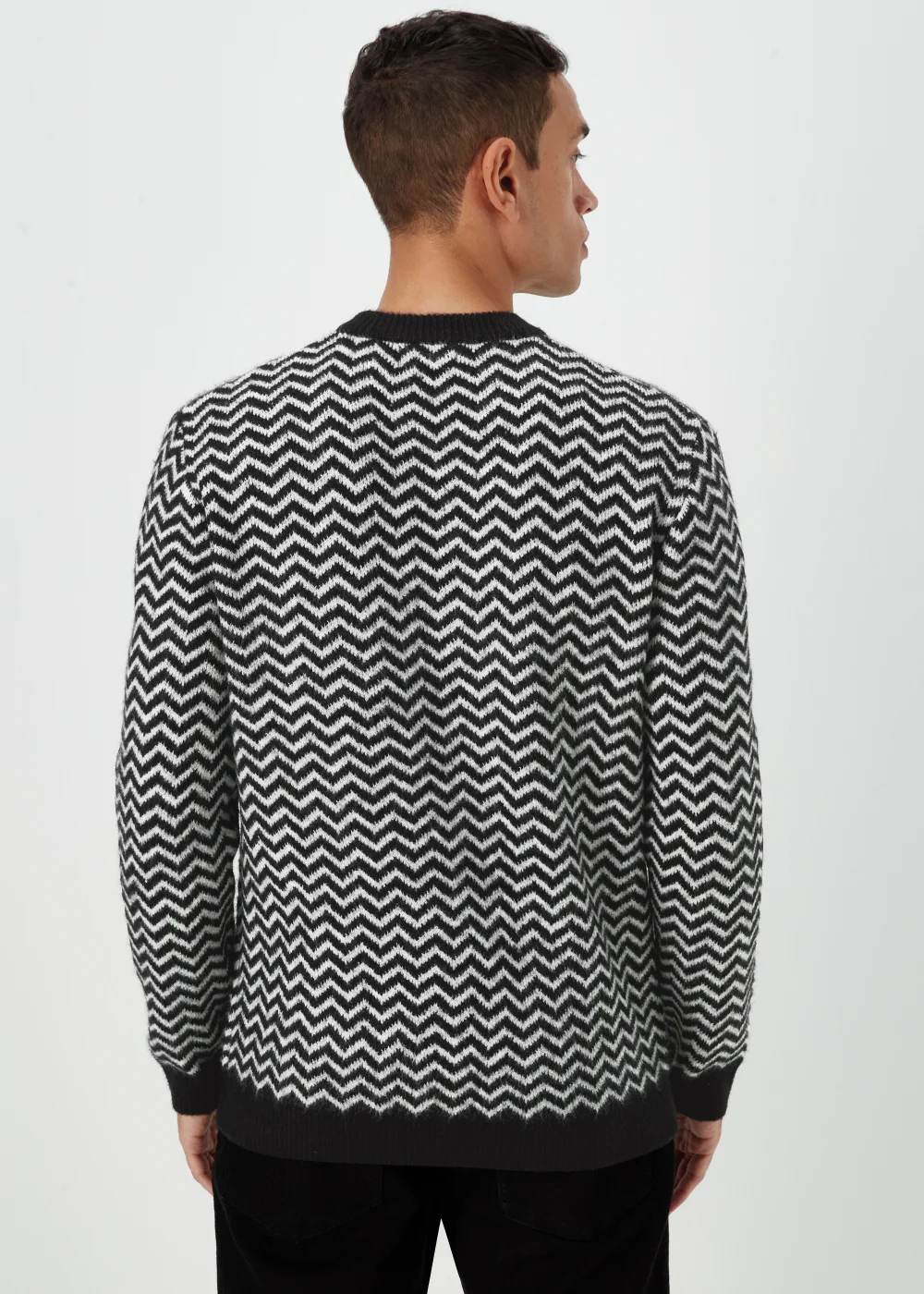 Black Zig Zag Print Sweatshirt - Small Image 2
