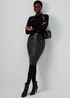 Et Vous Black PU Pencil Skirt - Size 8 Image 4