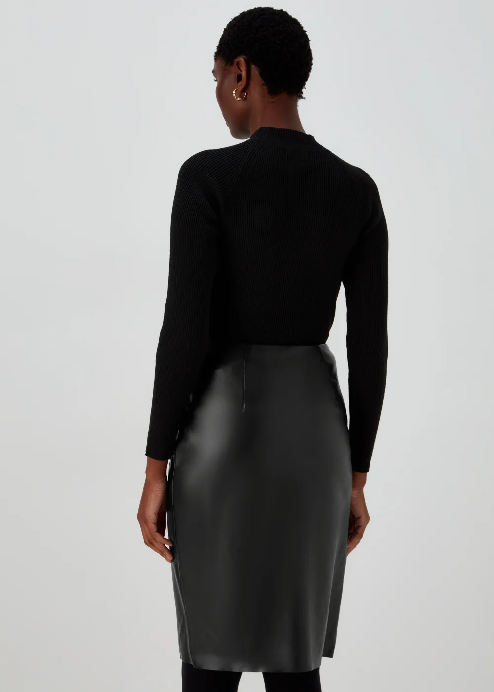Et Vous Black PU Pencil Skirt - Size 8 Image 2