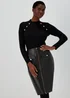 Et Vous Black PU Pencil Skirt - Size 8 Image 1