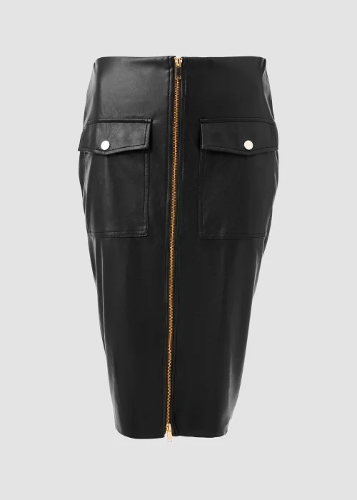 Et Vous Black PU Pencil Skirt - Size 8 Image 5