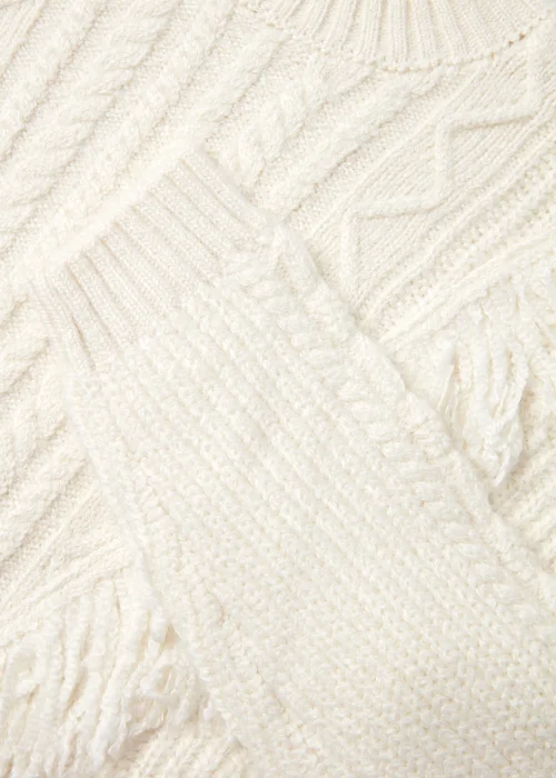 Girls Cream Fringe Cable Knit Jumper (4-13yrs) - Age 4 Years Image 2
