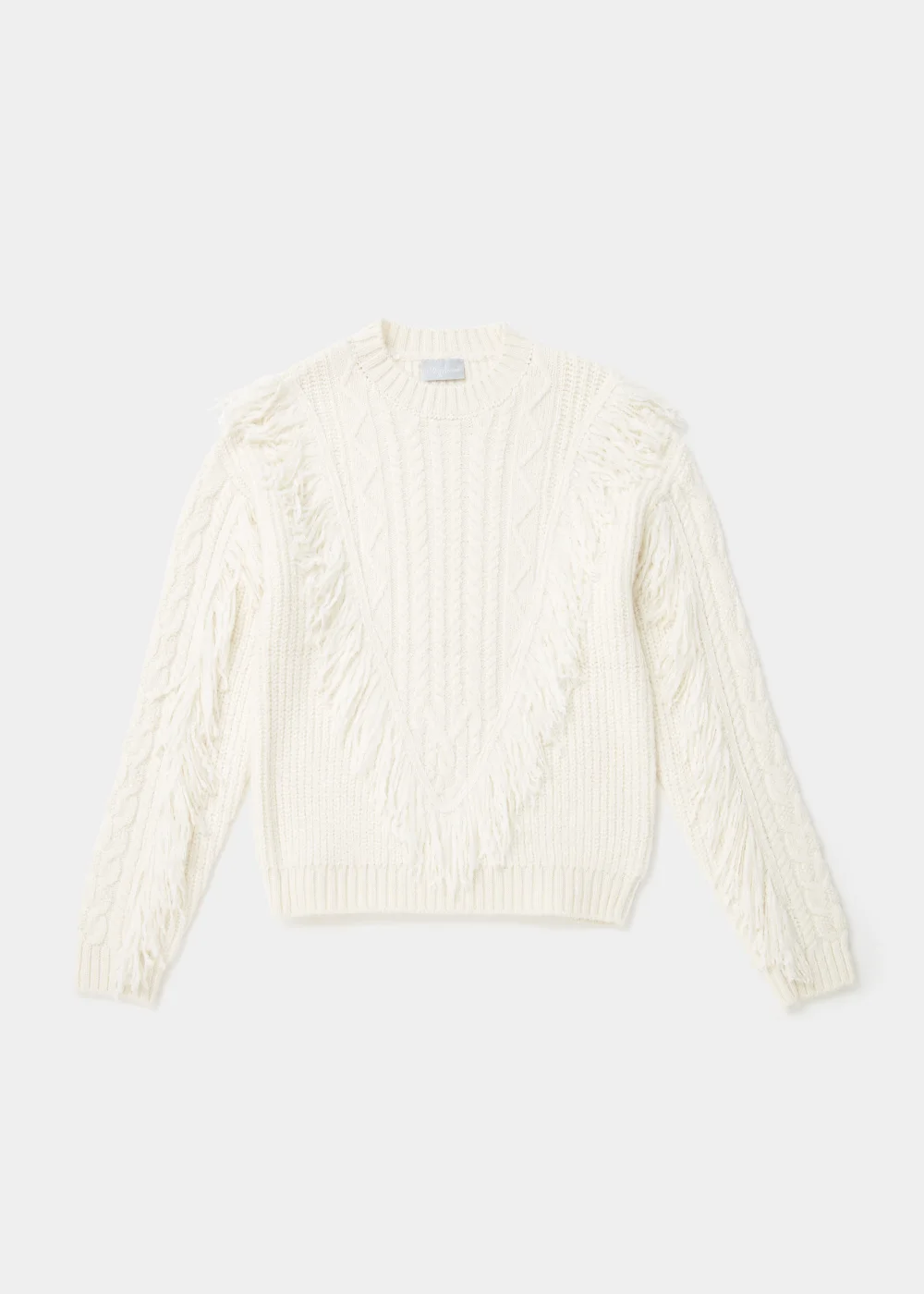 Girls Cream Fringe Cable Knit Jumper (4-13yrs) - Age 4 Years Image 1