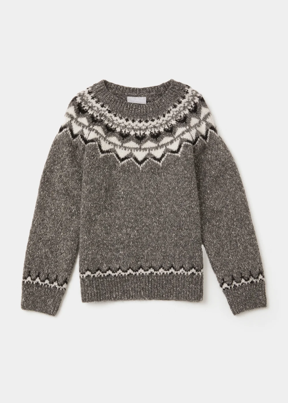 Girls Mini Me Grey Fair Isle Christmas Jumper (4-13yrs) - Age 4 Years Image 1
