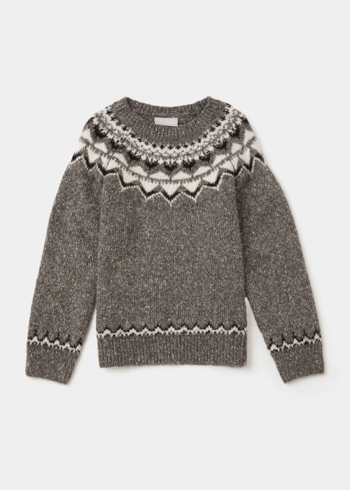 Girls Mini Me Grey Fair Isle Christmas Jumper (4-13yrs) - Age 4 Years Image 1