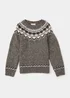 Girls Mini Me Grey Fair Isle Christmas Jumper (4-13yrs) - Age 4 Years Image 1