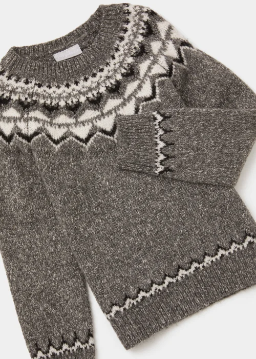 Girls Mini Me Grey Fair Isle Christmas Jumper (4-13yrs) - Age 4 Years Image 2