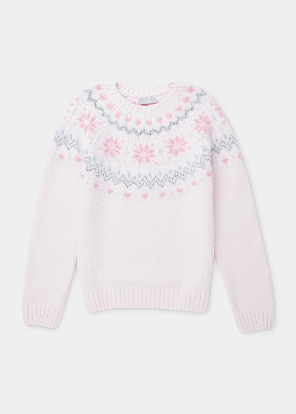 Girls Pink Fair Isle Knitted Jumper (4-13yrs) - Age 4 Years Image 1