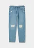 Girls Light Wash Embellished Ripped Belted Jeans (4-13yrs) - Age 4 Years Image 1