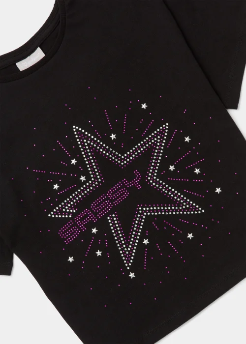 Girls Black Stud Star Sassy T-Shirt (4-13yrs) - Age 4 Years Image 2