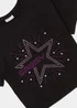 Girls Black Stud Star Sassy T-Shirt (4-13yrs) - Age 4 Years Image 2