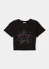 Girls Black Stud Star Sassy T-Shirt (4-13yrs) - Age 4 Years Image 1