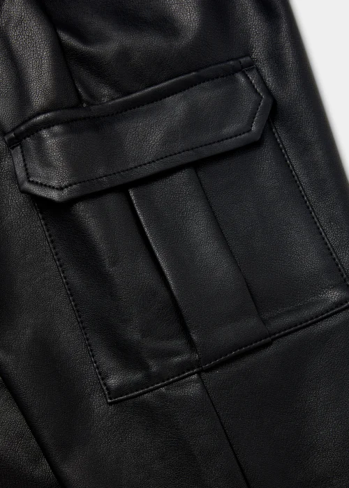 Girls Black PU Cargo Trousers (4-15yrs) - 8 Yrs Image 2